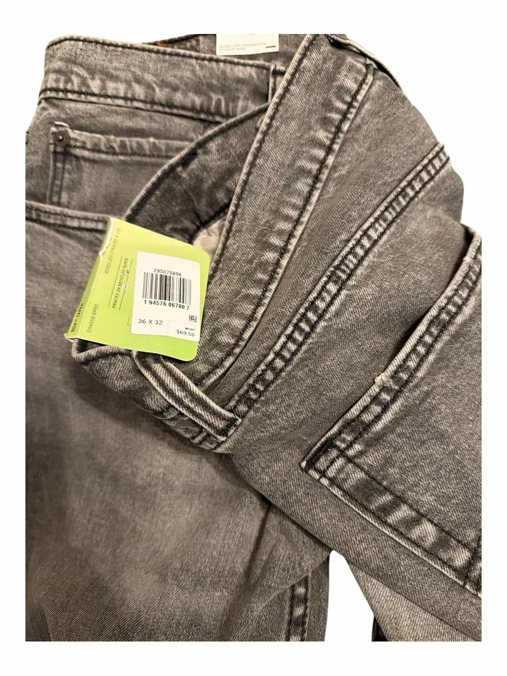 Levi’s 502 taper new with tags men’s straight leg fit gray flex stretch denim 36